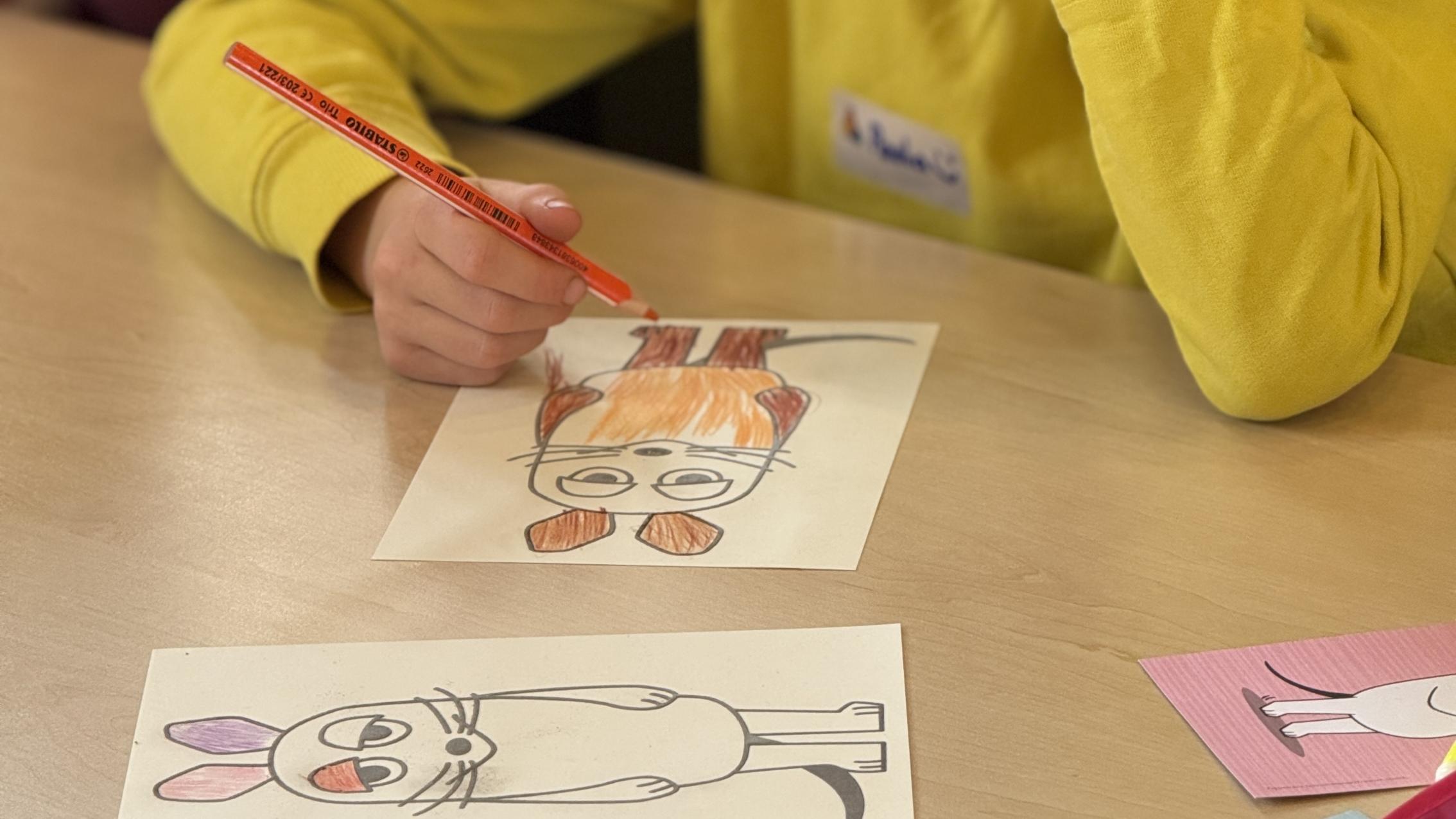 Die Kinder malten mit verbundenen Augen Bilder aus - hier ein Bild mit der Maus.