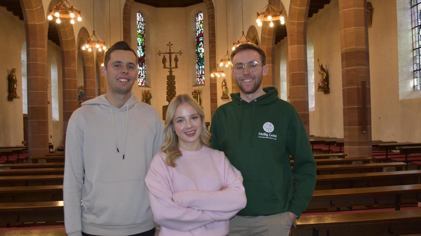 Felix Meyers, Rosa Heinz und Jonas Philippi kandidieren für den Pfarrgemeinderat in Losheim